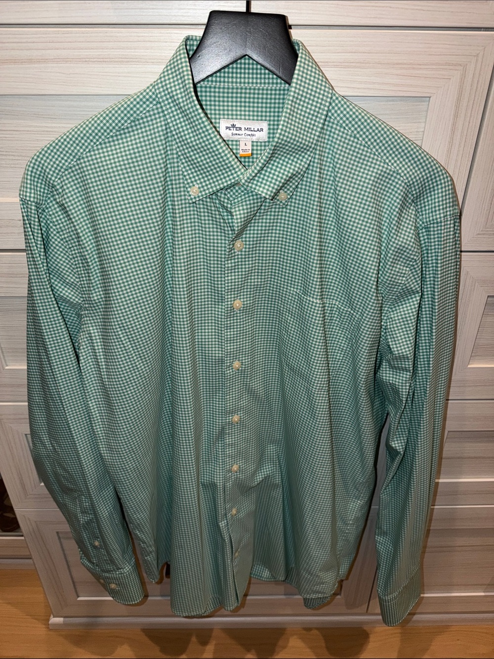 PETER MILLAR Hawkins Performance Gingham Sport Shirt Summer Comfort Long Sleeve